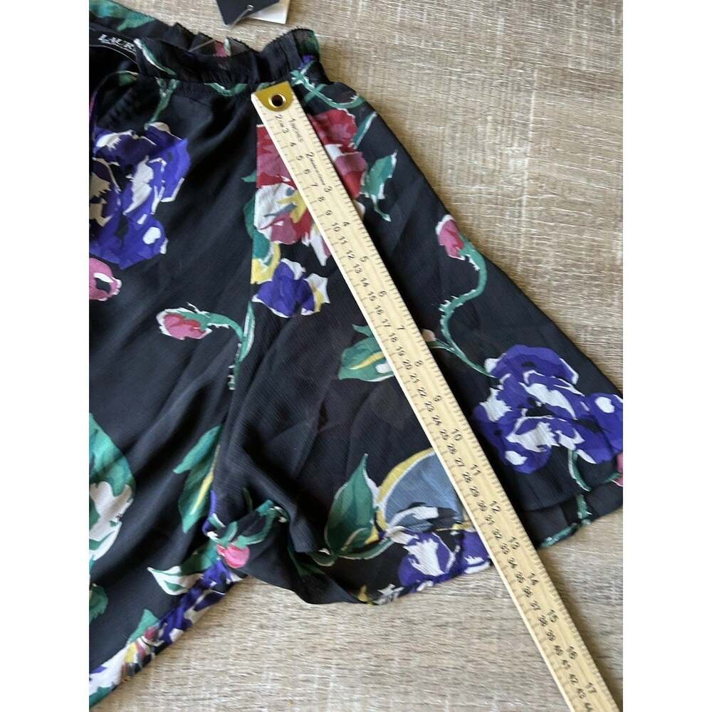Lauren Ralph Lauren Floral Georgette Dress 12 NWT Tiered Ruffle Black Multi NEW - Picture 12 of 14